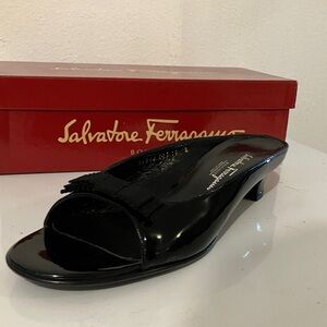 Salvatore Ferragamo Black Patent Leather Loafers